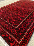 Vintage Turkoman Baluch Rug 4x6 Handwoven Nomadic Tribal