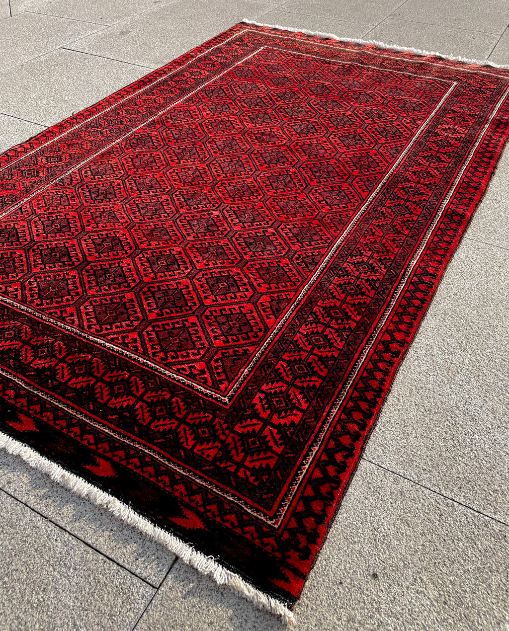 Vintage Turkoman Baluch Rug 4x6 Handwoven Nomadic Tribal