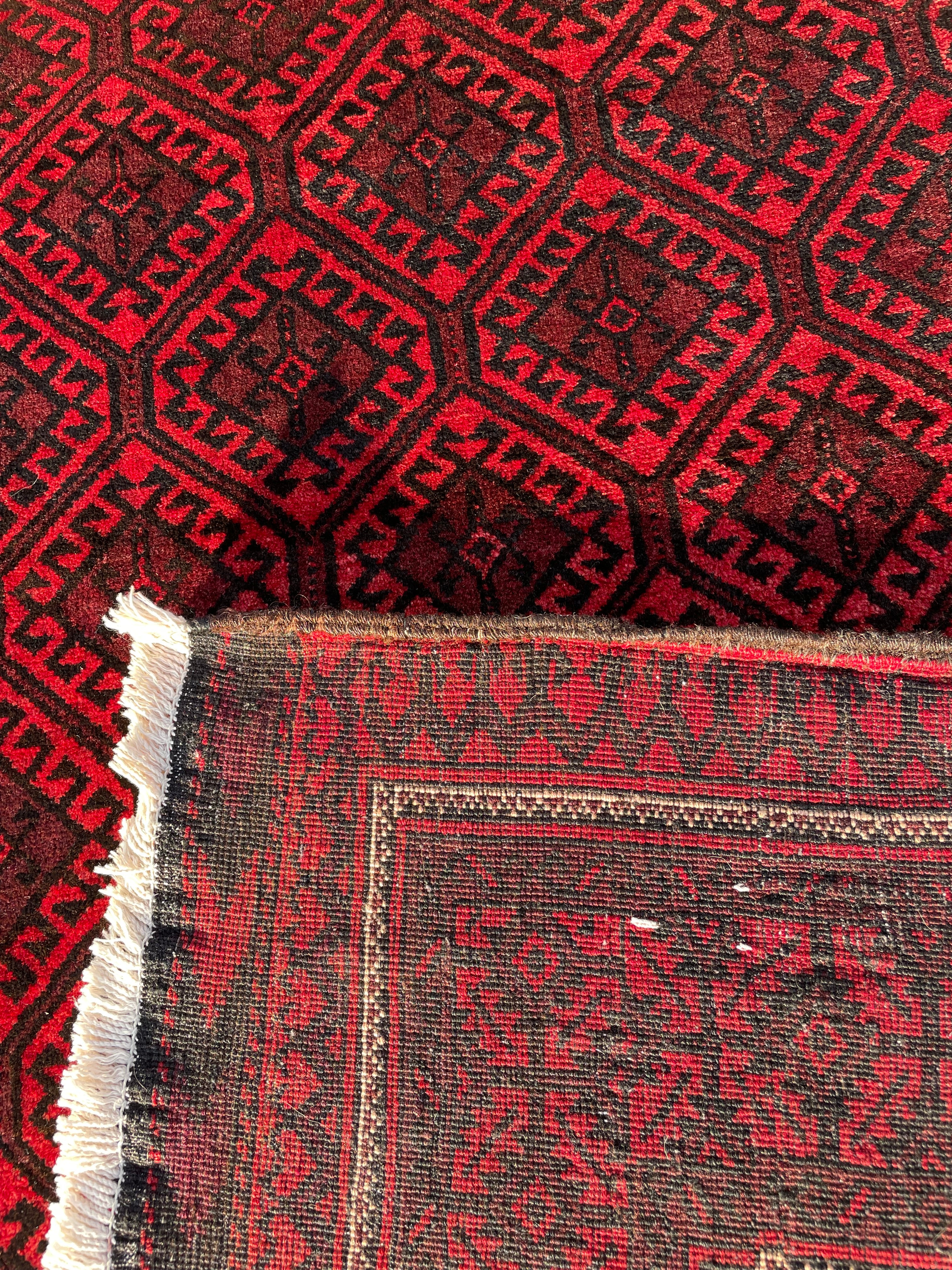 Vintage Turkoman Baluch Rug 4x6 Handwoven Nomadic Tribal