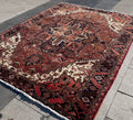 Vintage Turkish Heriz Area Rug 7.8x9.8 Handwoven Wool Soft Colors Tribal Decorative Oriental Carpet
