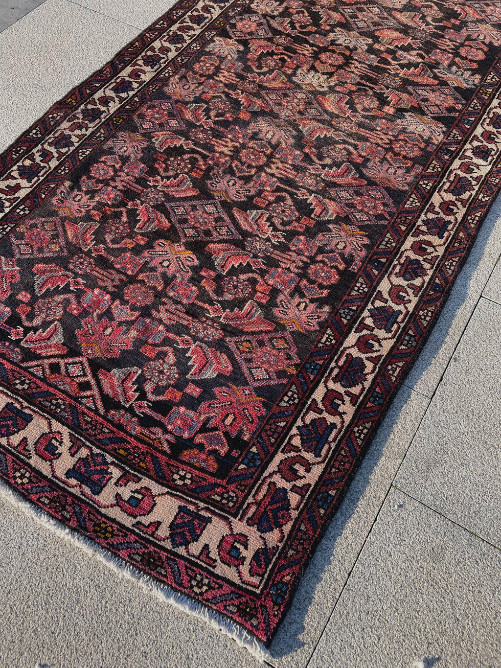Vintage Turkish Runner Rug 3.6x9.7 Handwoven Wool Tribal Oriental Carpet