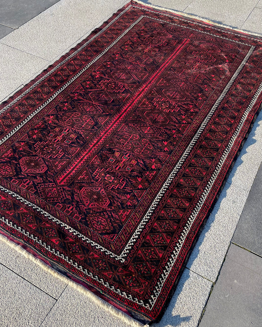 Vintage Turkoman Baluch Rug 4.4x6.5 Handwoven Wool Nomadic Tribal Oriental Carpet