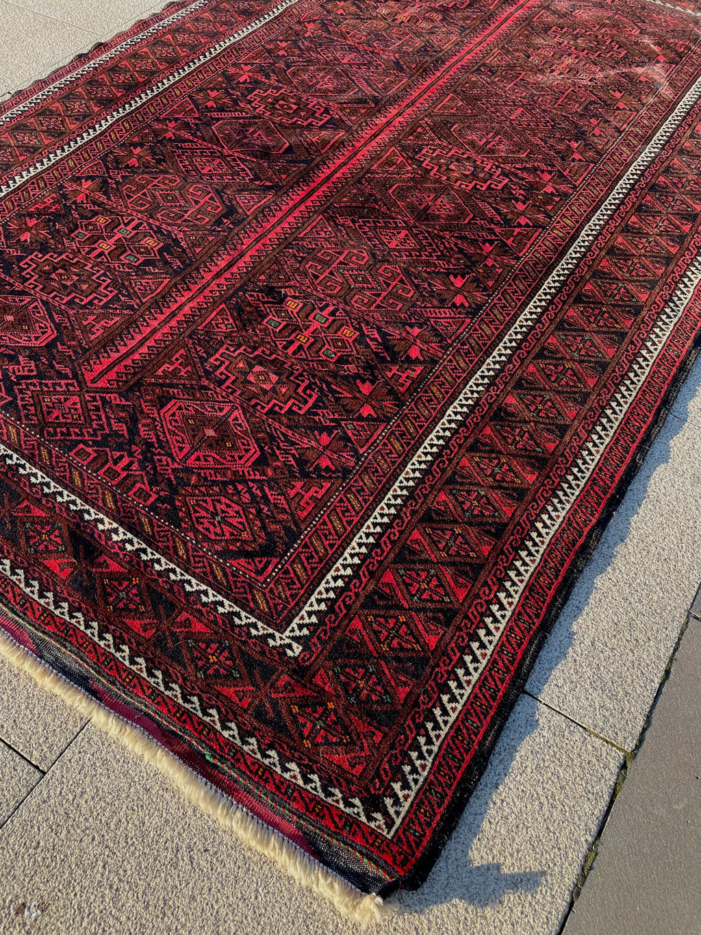 Vintage Turkoman Baluch Rug 4.4x6.5 Handwoven Wool Nomadic Tribal Oriental Carpet