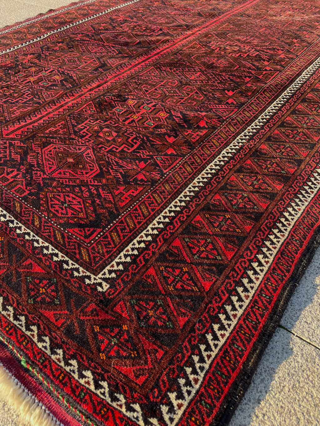 Vintage Turkoman Baluch Rug 4.4x6.5 Handwoven Wool Nomadic Tribal Oriental Carpet