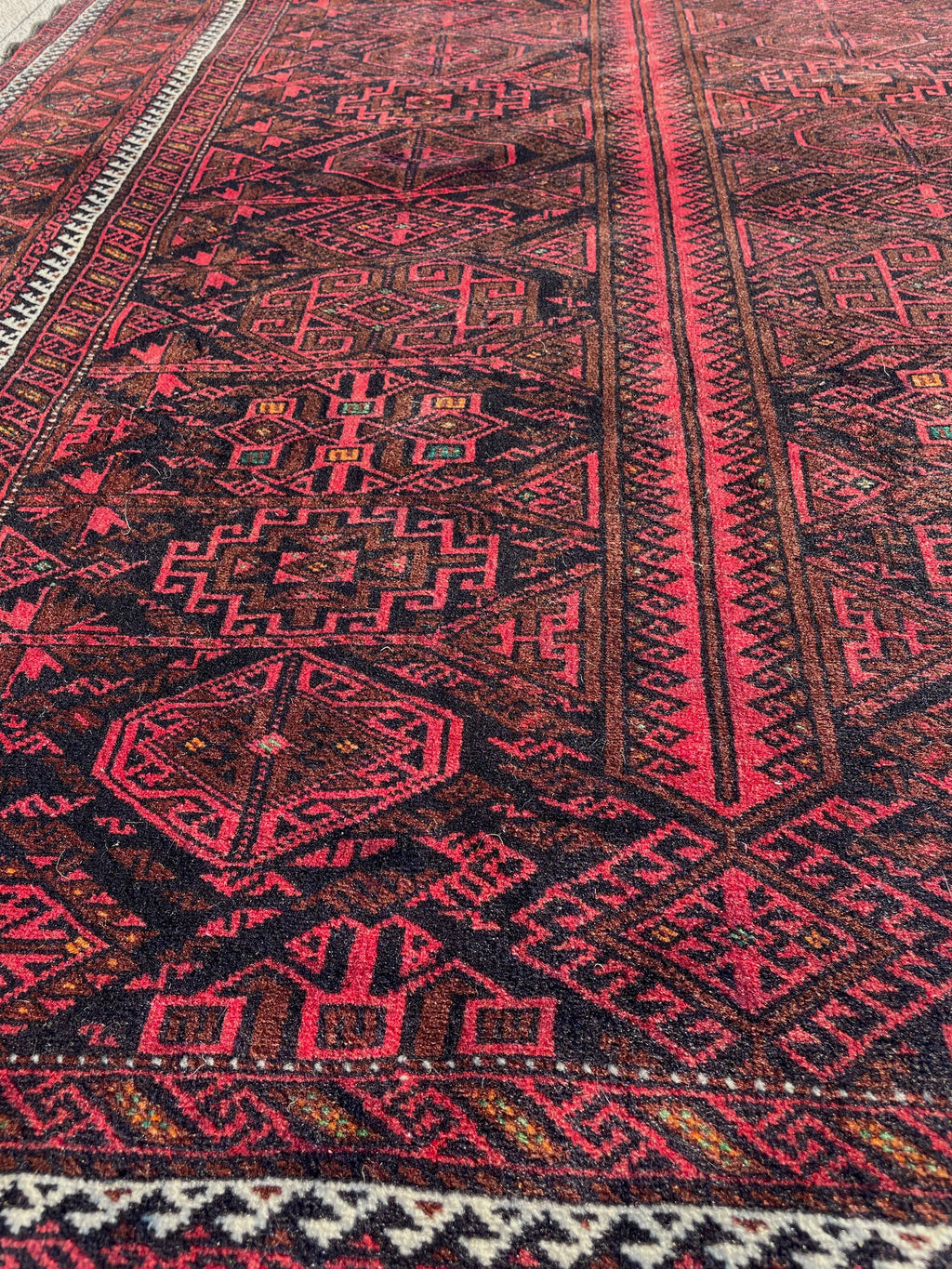 Vintage Turkoman Baluch Rug 4.4x6.5 Handwoven Wool Nomadic Tribal Oriental Carpet