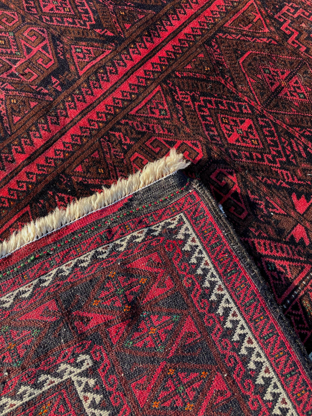Vintage Turkoman Baluch Rug 4.4x6.5 Handwoven Wool Nomadic Tribal Oriental Carpet