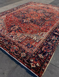 Antique Heriz Rug 9.7x12.6 Circa 1920s Authentic Handwoven Wool Tribal Oriental Carpet Home Decor