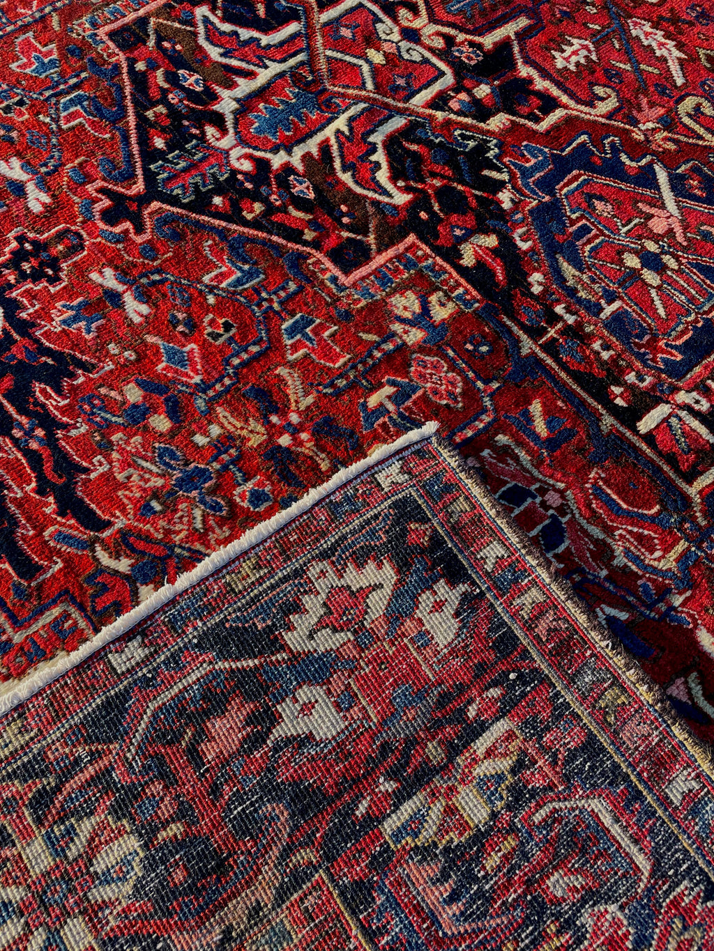 Antique Heriz Rug 9.7x12.6 Circa 1920s Authentic Handwoven Wool Tribal Oriental Carpet Home Decor