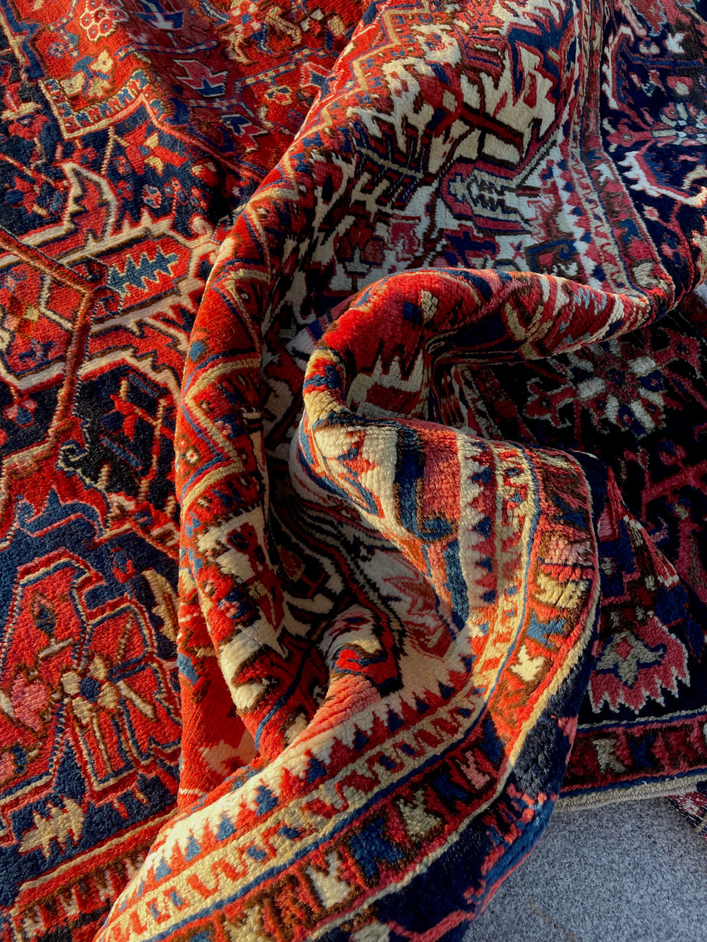 Antique Heriz Rug 9.7x12.6 Circa 1920s Authentic Handwoven Wool Tribal Oriental Carpet Home Decor
