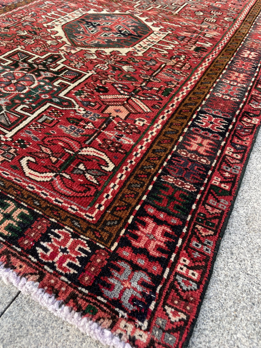 Vintage Turkish Heriz Runner Rug 3.3x9.3 Handwoven Wool Tribal Oriental Carpet