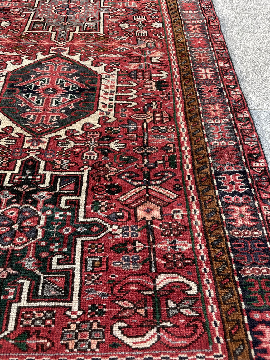 Vintage Turkish Heriz Runner Rug 3.3x9.3 Handwoven Wool Tribal Oriental Carpet