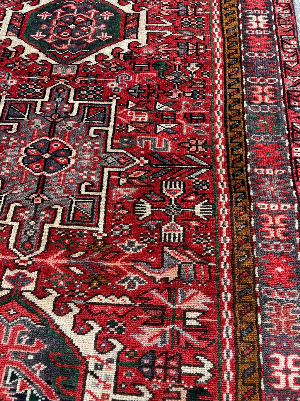 Vintage Turkish Heriz Runner Rug 3.3x9.3 Handwoven Wool Tribal Oriental Carpet