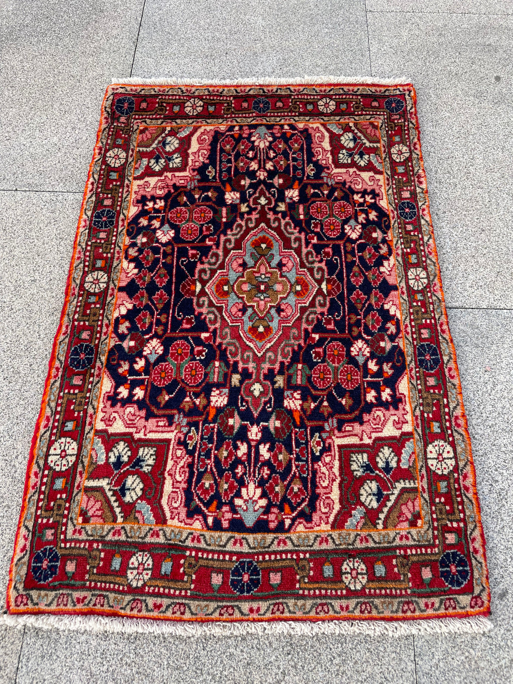 Small Vintage Malayer Rug 2x3.2 Circa 1960s Handwoven Wool Floral Oriental Carpet