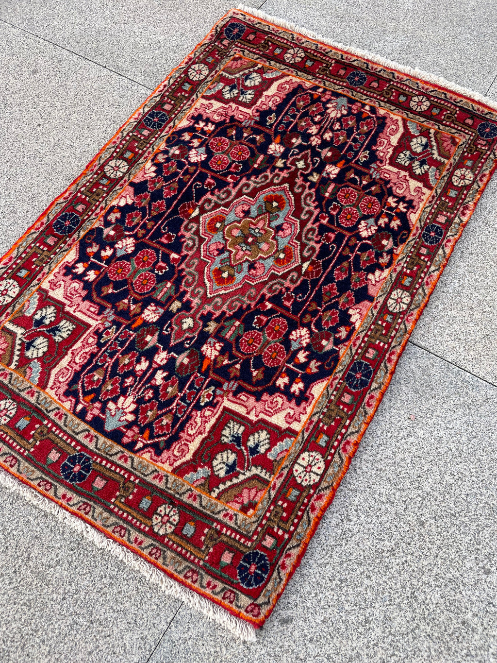 Small Vintage Malayer Rug 2x3.2 Circa 1960s Handwoven Wool Floral Oriental Carpet
