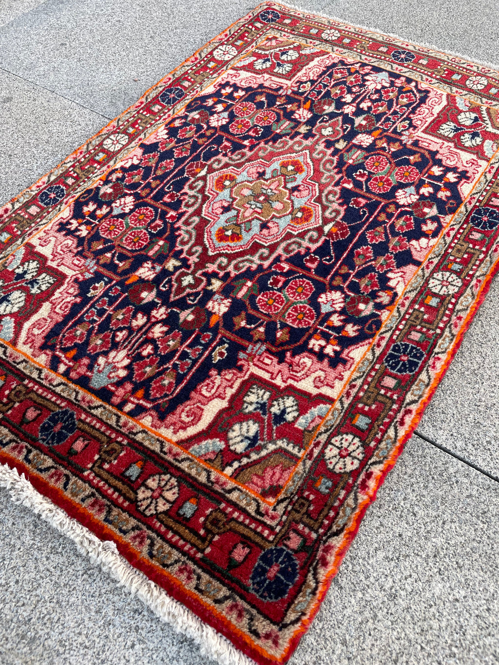 Small Vintage Malayer Rug 2x3.2 Circa 1960s Handwoven Wool Floral Oriental Carpet