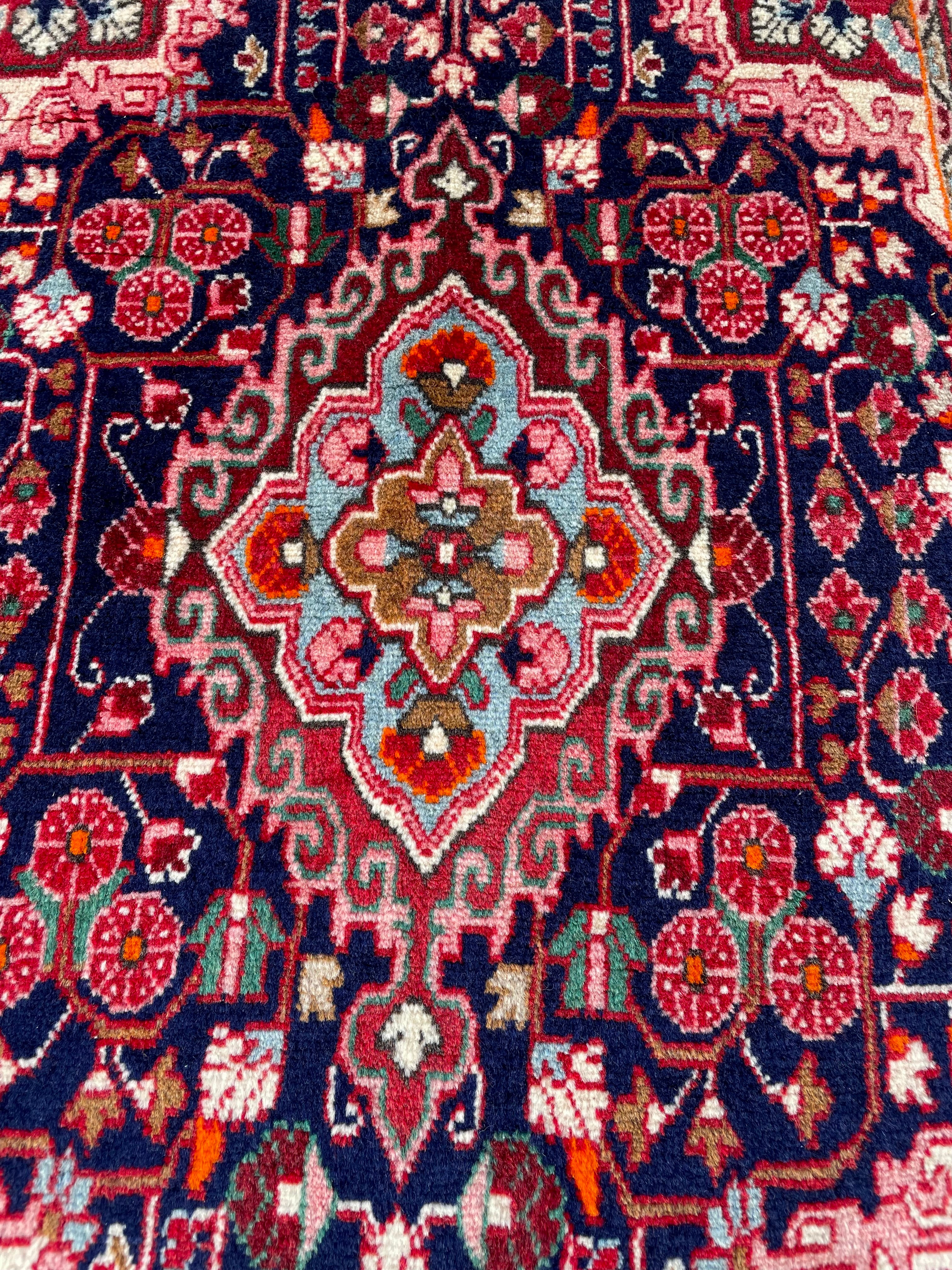 Small Vintage Malayer Rug 2x3.2 Circa 1960s Handwoven Wool Floral Oriental Carpet