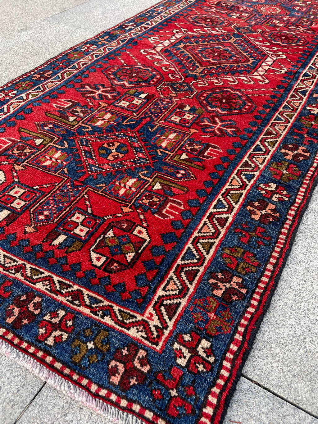 Vintage Turkish Heriz Runner Rug 3x10 Handwoven Wool Tribal Oriental Carpet