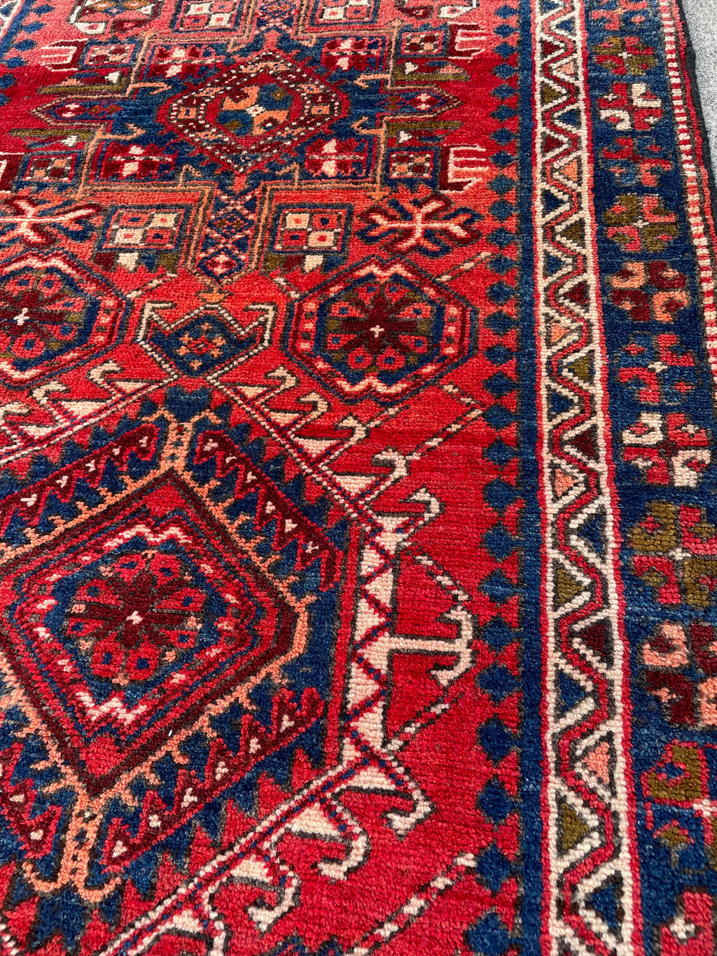 Vintage Turkish Heriz Runner Rug 3x10 Handwoven Wool Tribal Oriental Carpet