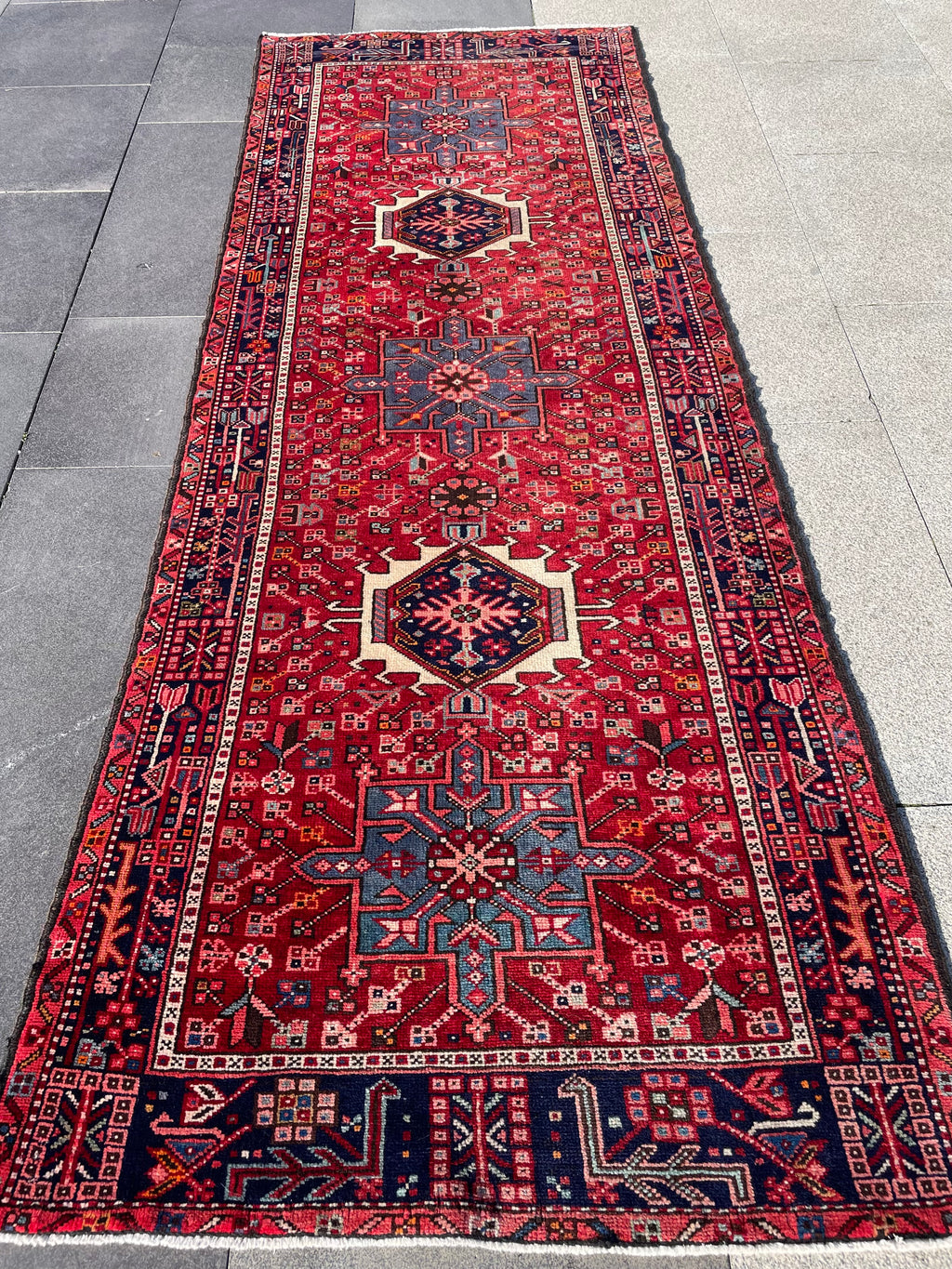 Vintage Heriz Runner 3.2 x 9.4 ft
