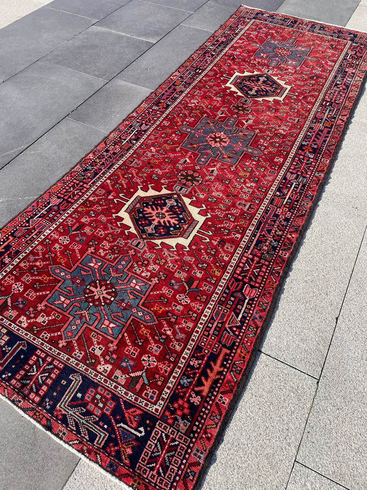 Vintage Heriz Runner 3.2 x 9.4 ft