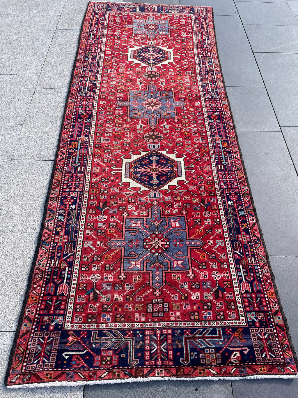 Vintage Heriz Runner 3.2 x 9.4 ft