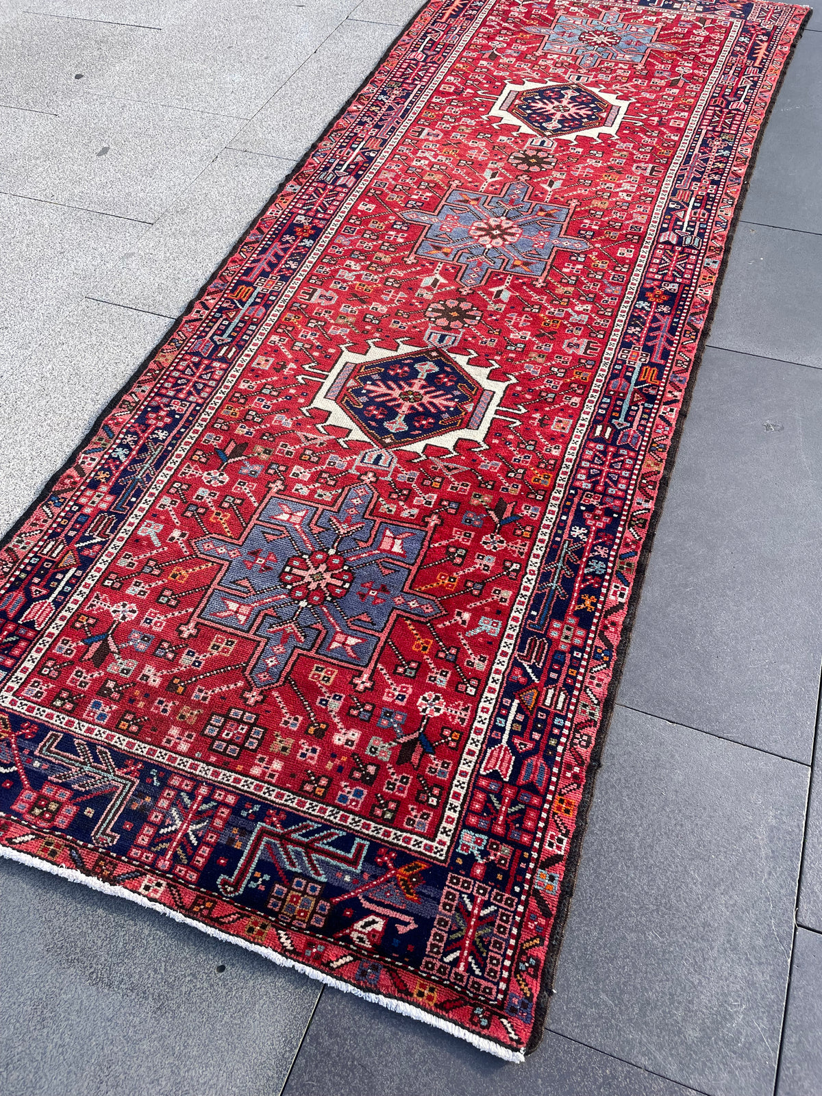 Vintage Heriz Runner 3.2 x 9.4 ft