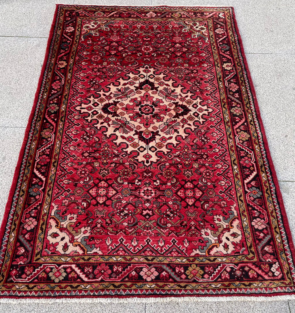 Vintage Malayer Rug 3.6x5.5 Circa 1970s Handwoven Wool Tribal Oriental Accent Carpet