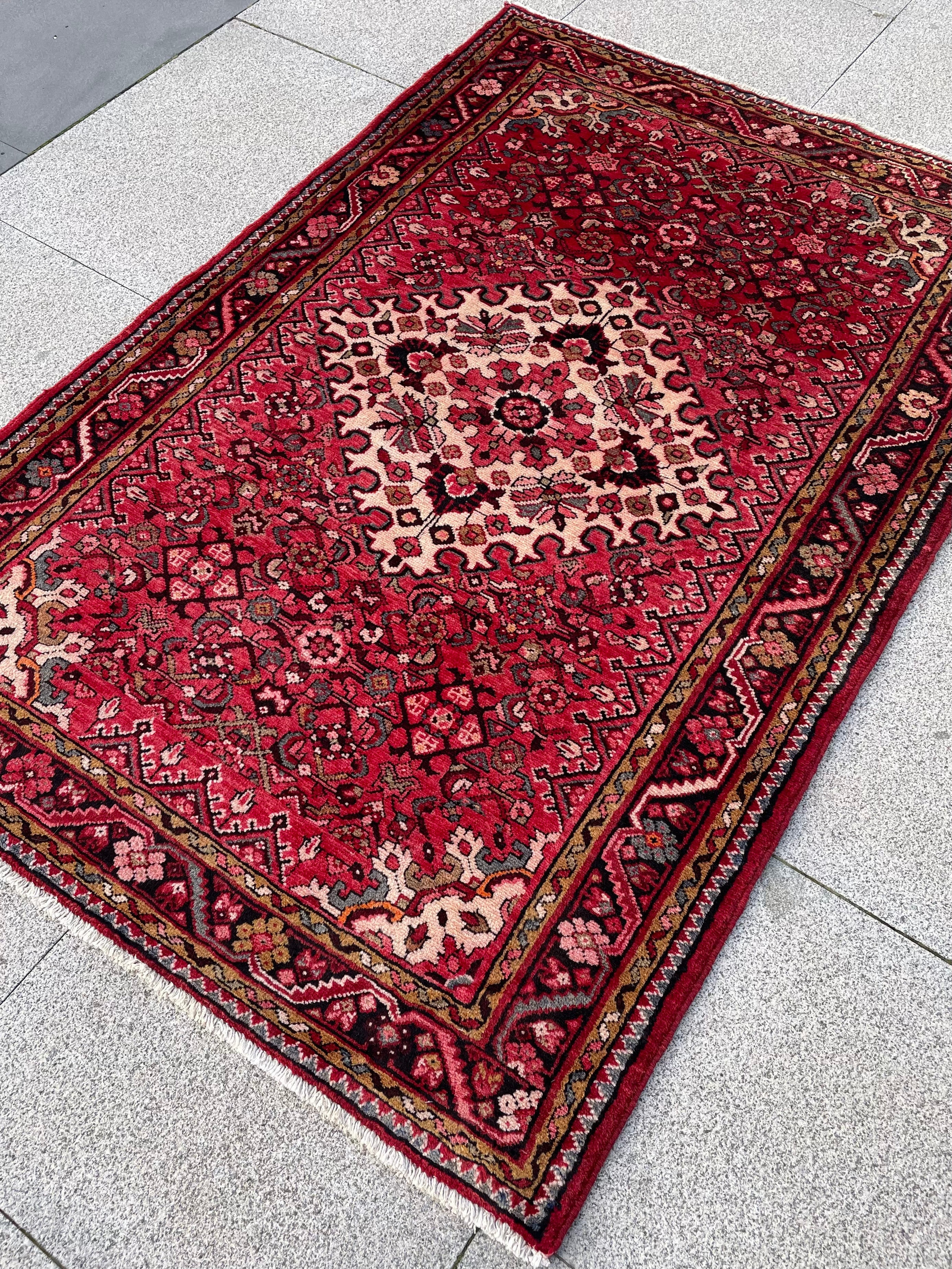 Vintage Malayer Rug 3.6x5.5 Circa 1970s Handwoven Wool Tribal Oriental Accent Carpet