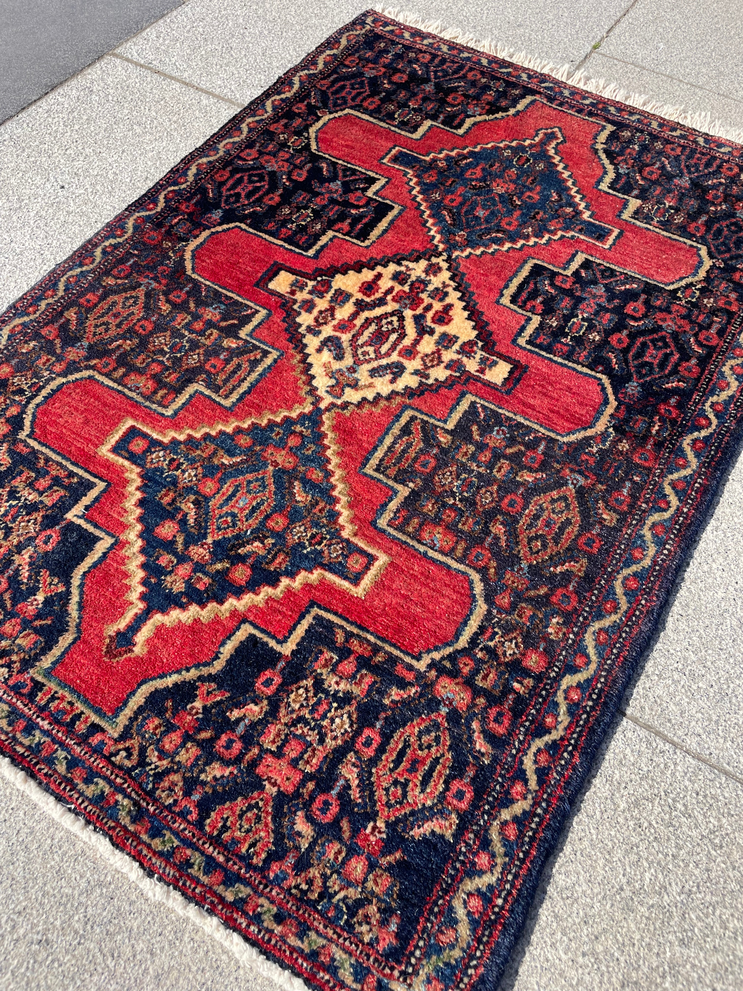 Vintage Small Kurdish Rug 2x3 Handwoven Tribal Oiental Rug Home Decor