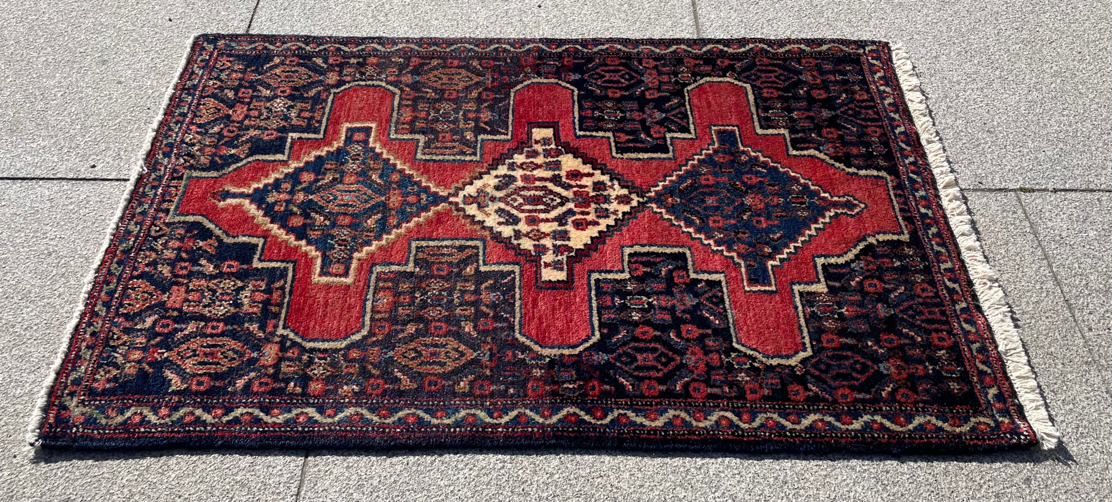 Vintage Small Kurdish Rug 2x3 Handwoven Tribal Oiental Rug Home Decor