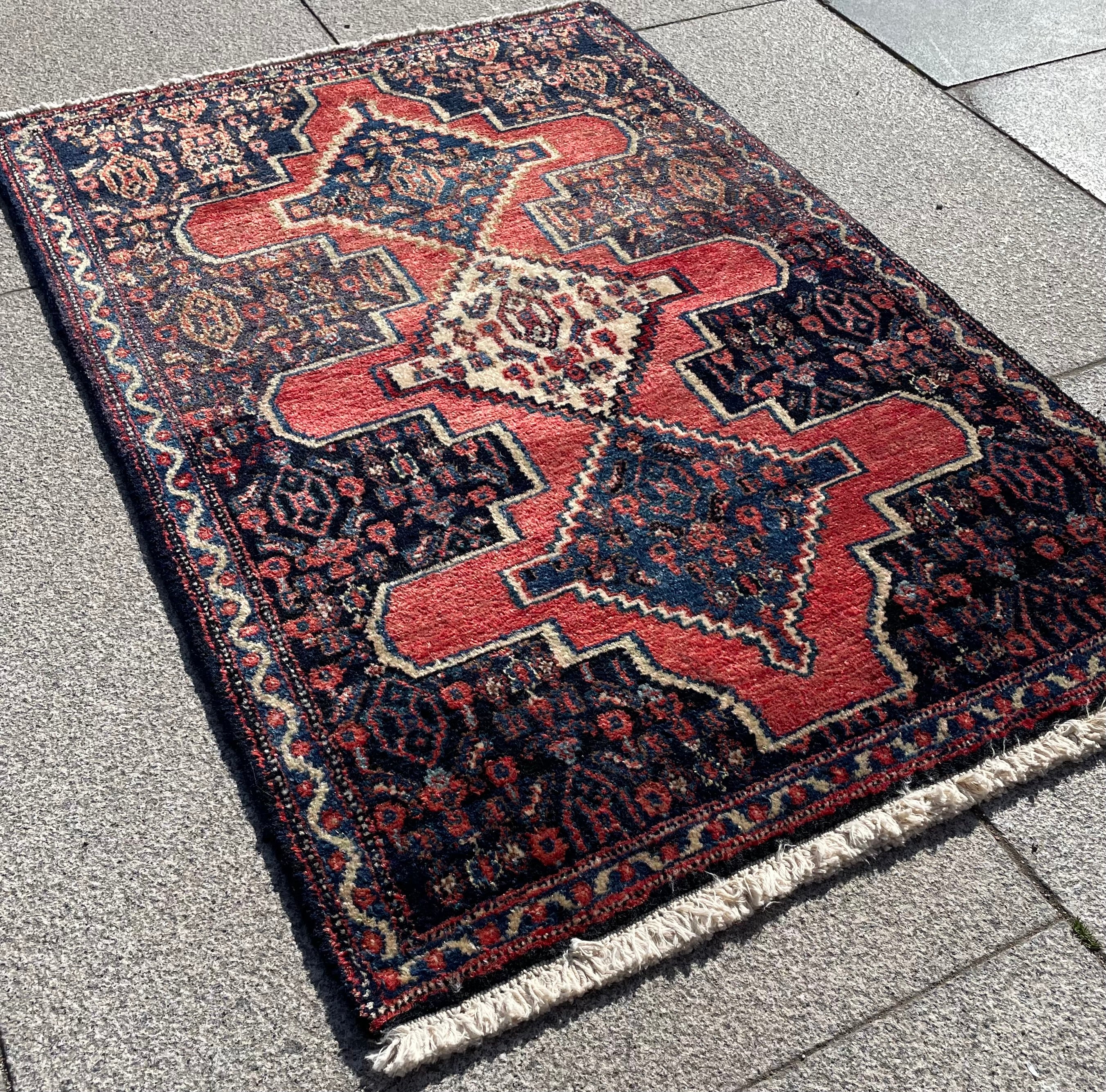 Vintage Small Kurdish Rug 2x3 Handwoven Tribal Oiental Rug Home Decor