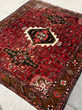 Vintage Turkish Heriz Rug 5.17×6.41 Handwoven Wool Tribal Oriental Carpet Home Decor