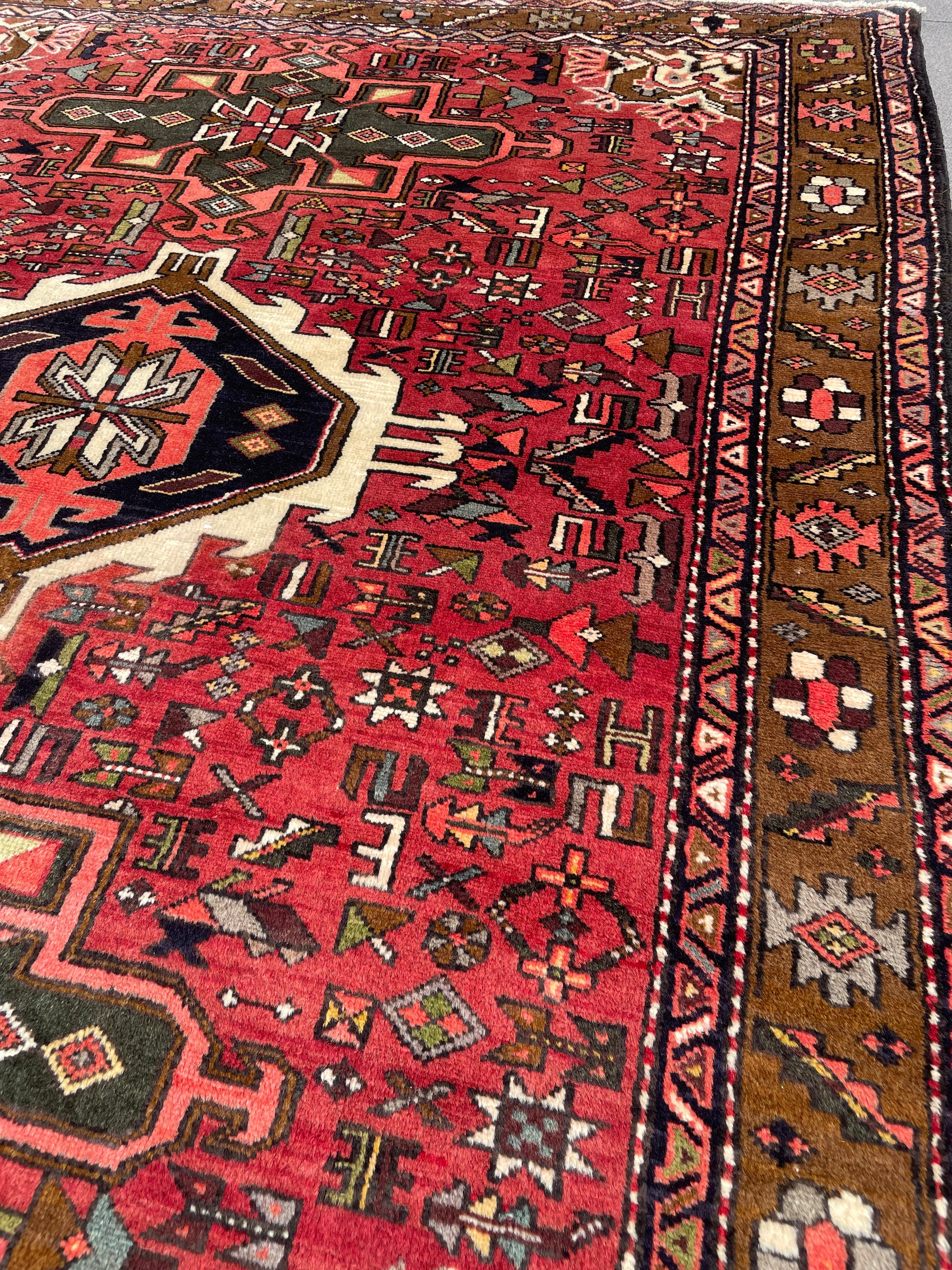 Vintage Turkish Heriz Rug 5.17×6.41 Handwoven Wool Tribal Oriental Carpet Home Decor