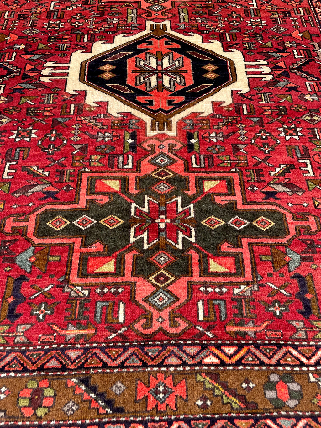 Vintage Turkish Heriz Rug 5.17×6.41 Handwoven Wool Tribal Oriental Carpet Home Decor