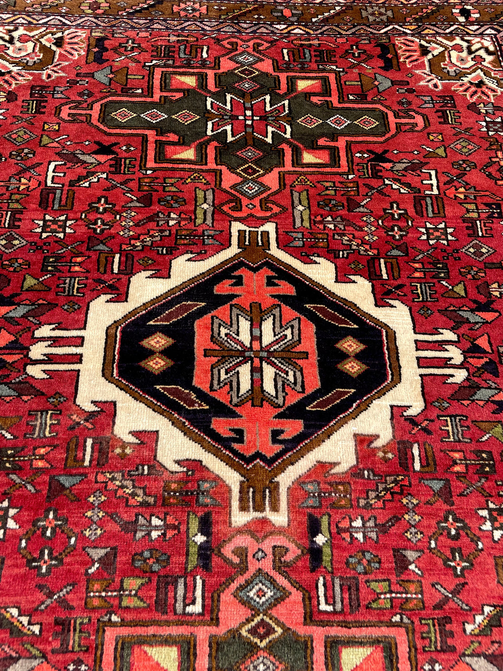 Vintage Turkish Heriz Rug 5.17×6.41 Handwoven Wool Tribal Oriental Carpet Home Decor