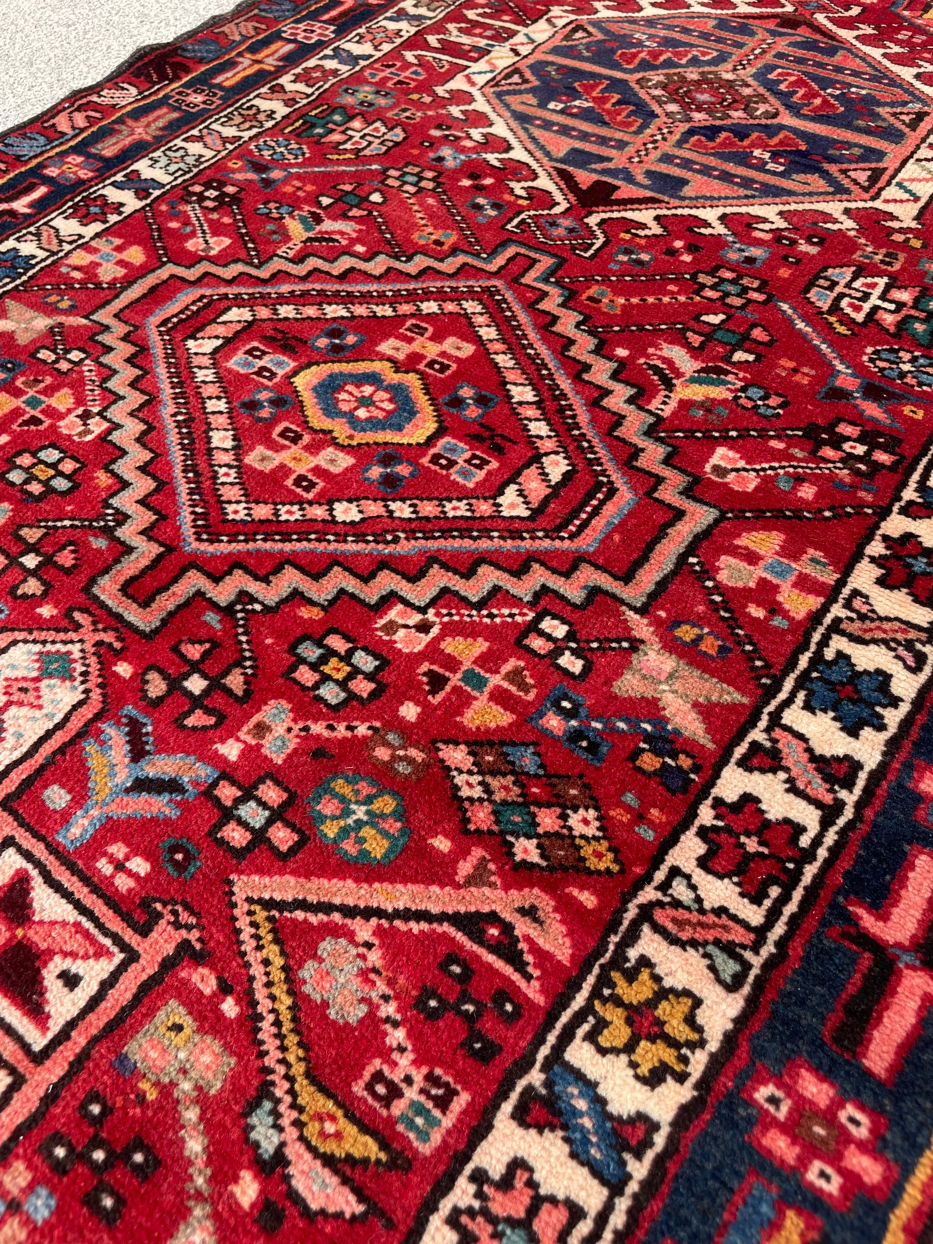 Vintage Heriz Runner Rug 3.18x11.38 Handwoven Wool Low Pile Tribal Oriental Carpet Home Decor