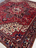 Vintage Heriz AreaRug 9.8x11.31 Handwoven Wool High Pile Cozy Tribal Oriental Carpet