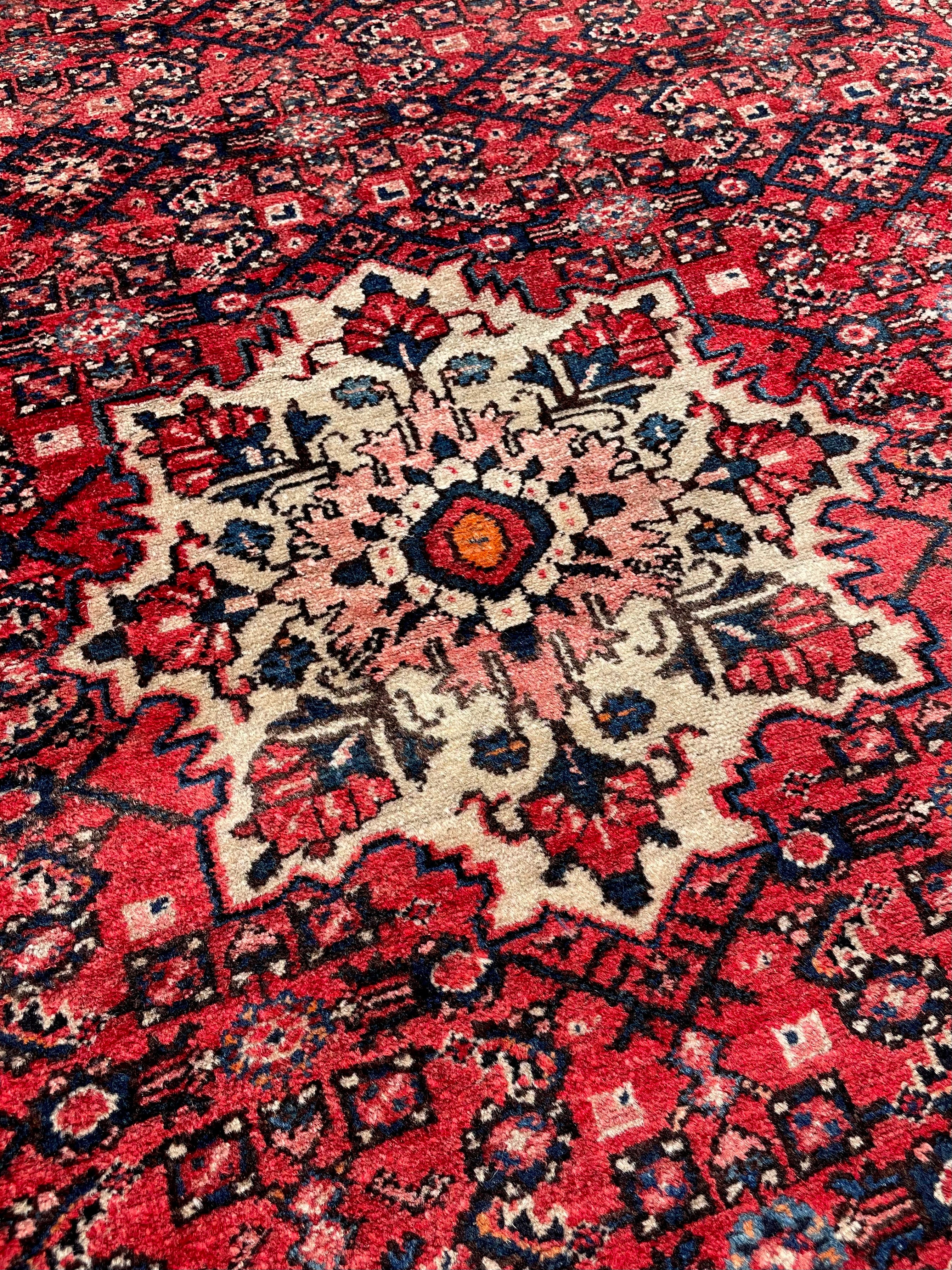 Vintage Area Rug 4.7x6.8 Handwoven Wool Low Pile Tribal