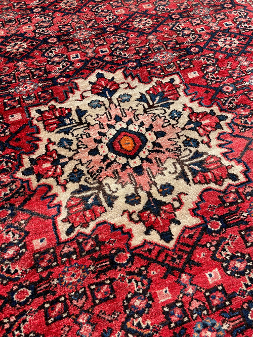 Vintage Area Rug 4.7x6.8 Handwoven Wool Low Pile Tribal