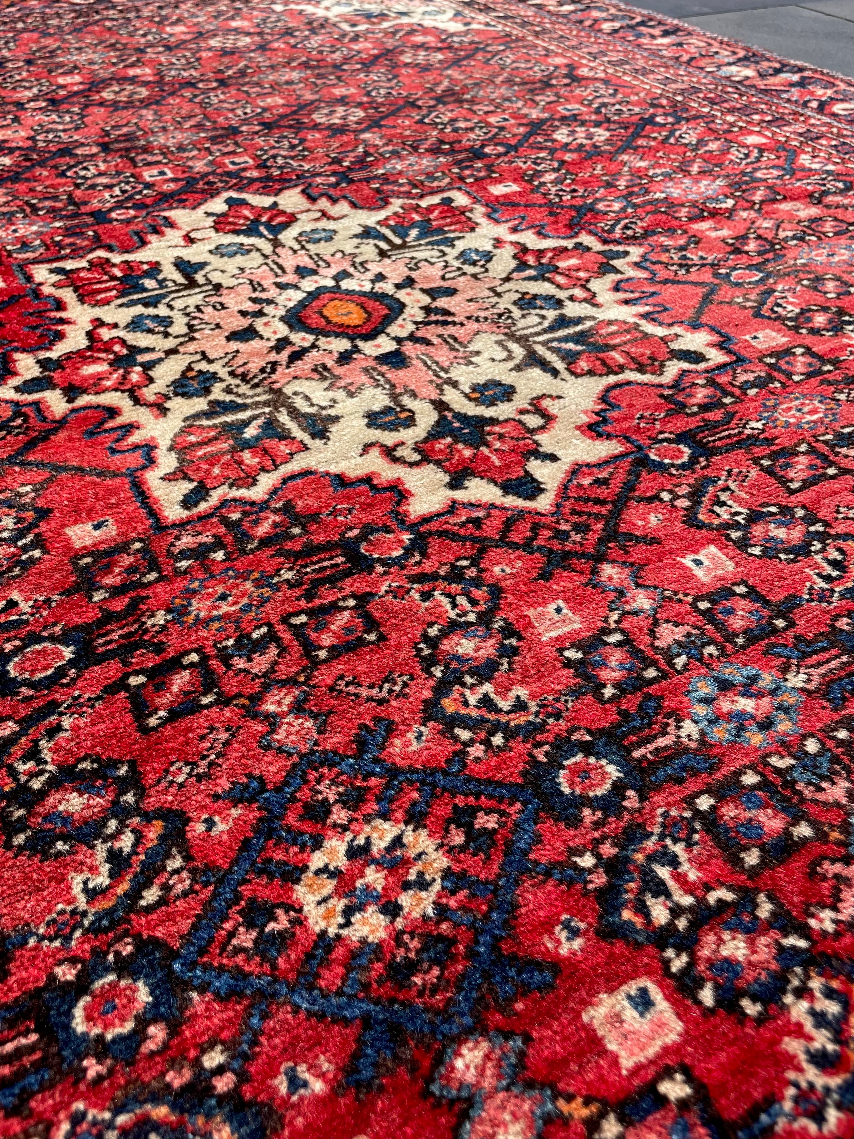 Vintage Area Rug 4.7x6.8 Handwoven Wool Low Pile Tribal