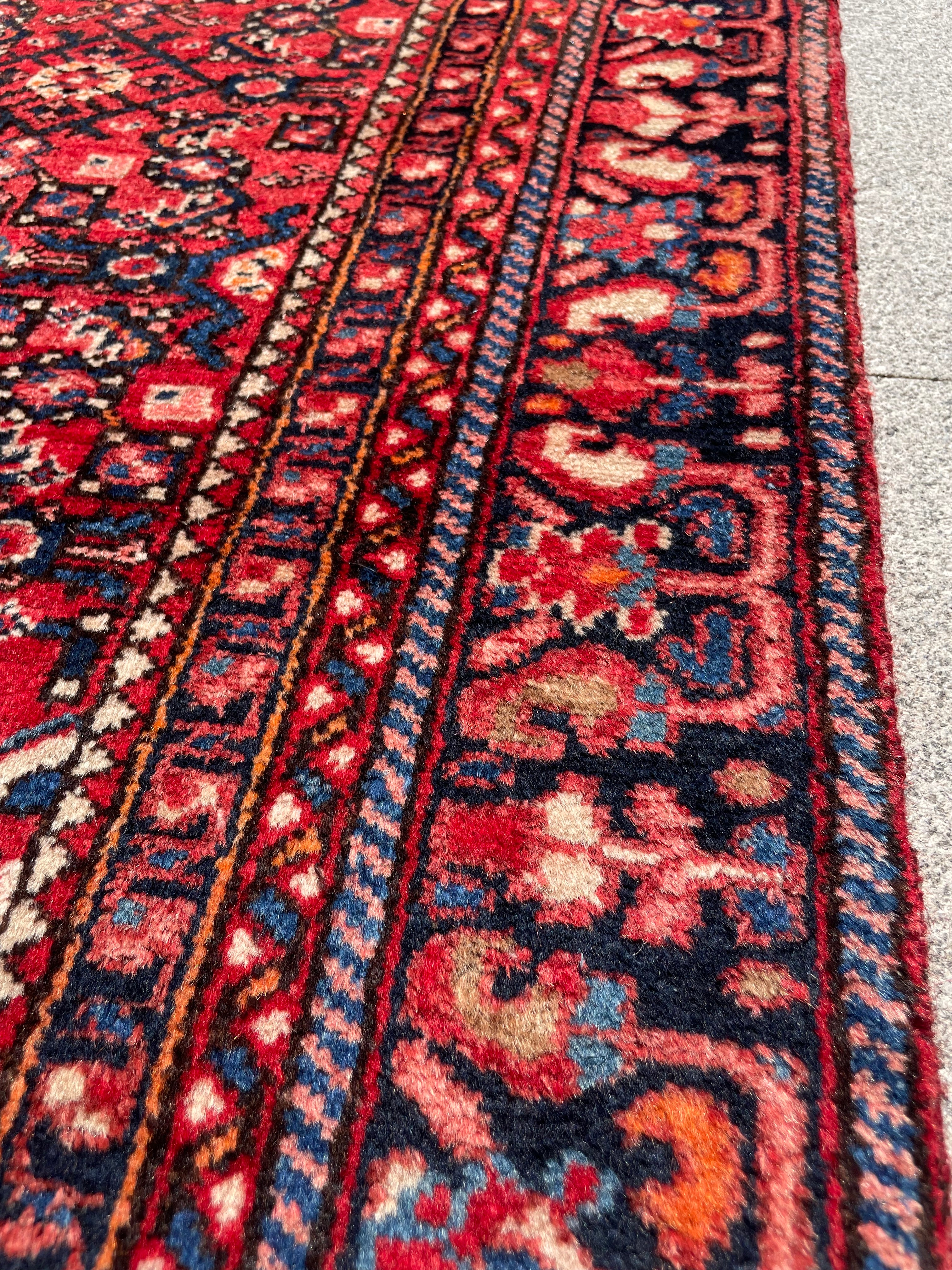 Vintage Area Rug 4.7x6.8 Handwoven Wool Low Pile Tribal