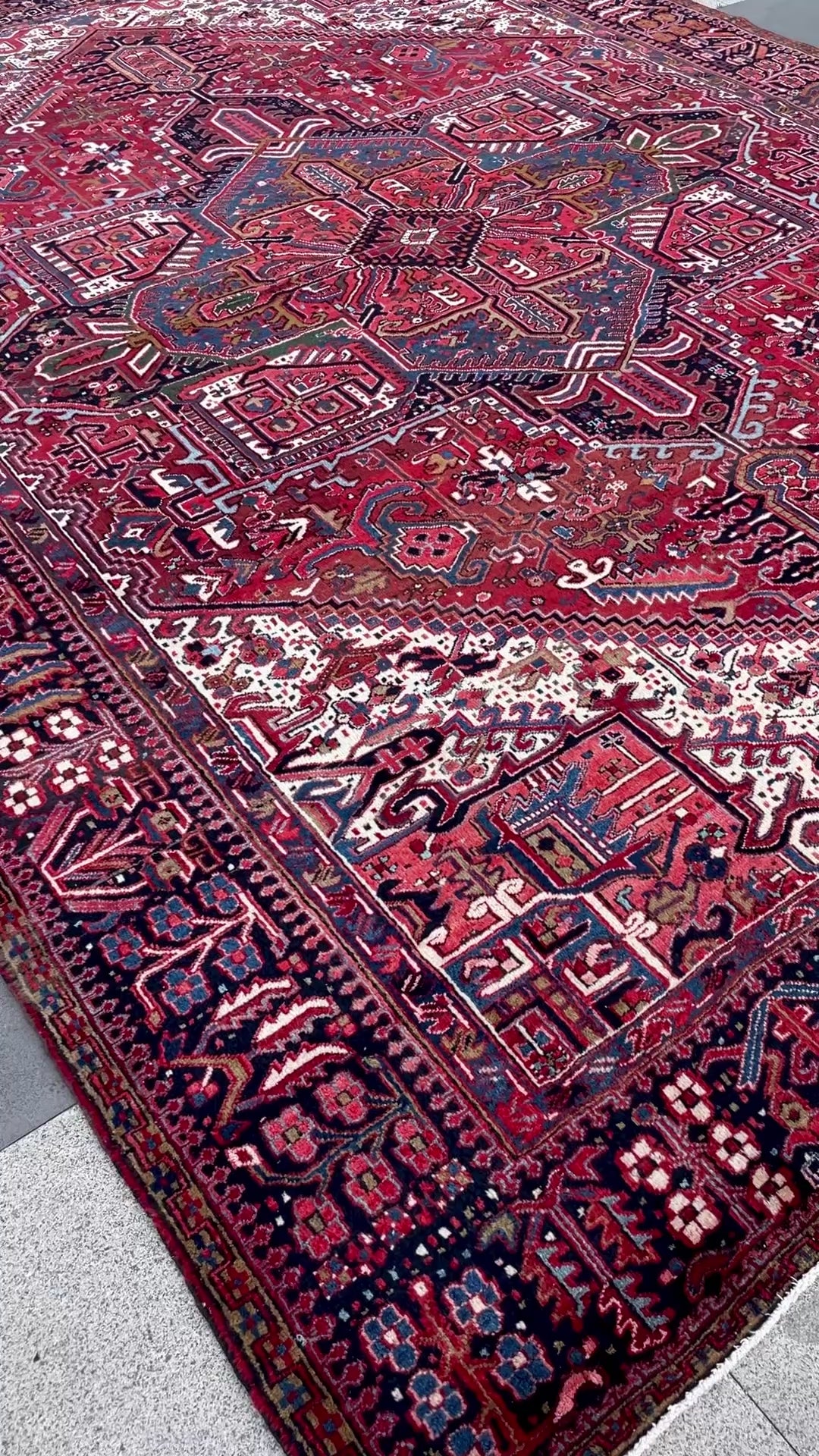 Authentic Vintage Heriz Rug 10x3.2 Circa 1960s Handwoven Wool Tribal Oriental Carpet Home Decor