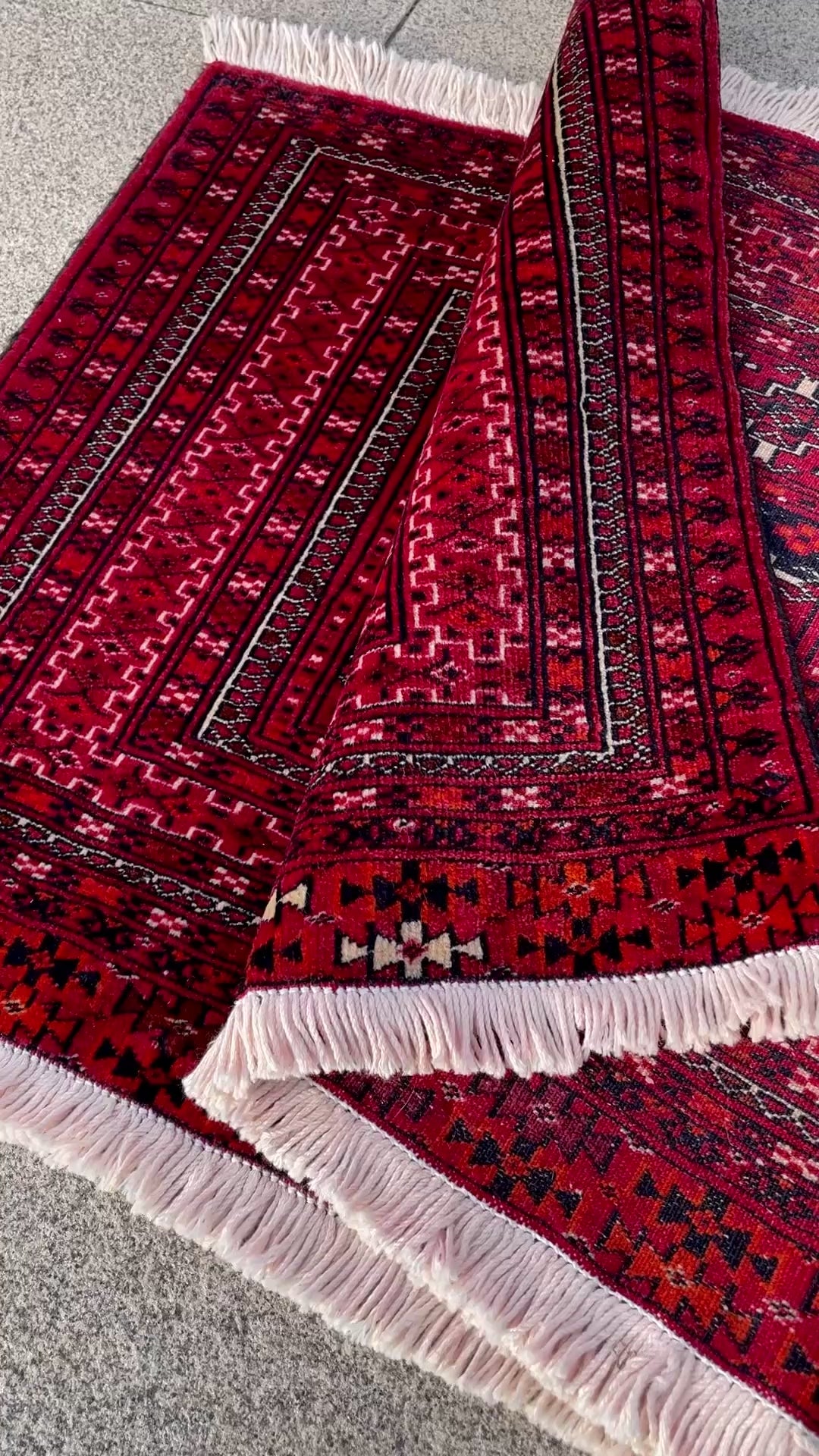 Vintage Turkoman Rug 2x3.5 Circa 1970s Handwoven Wool Tribal Oriental Carpet Home Decor