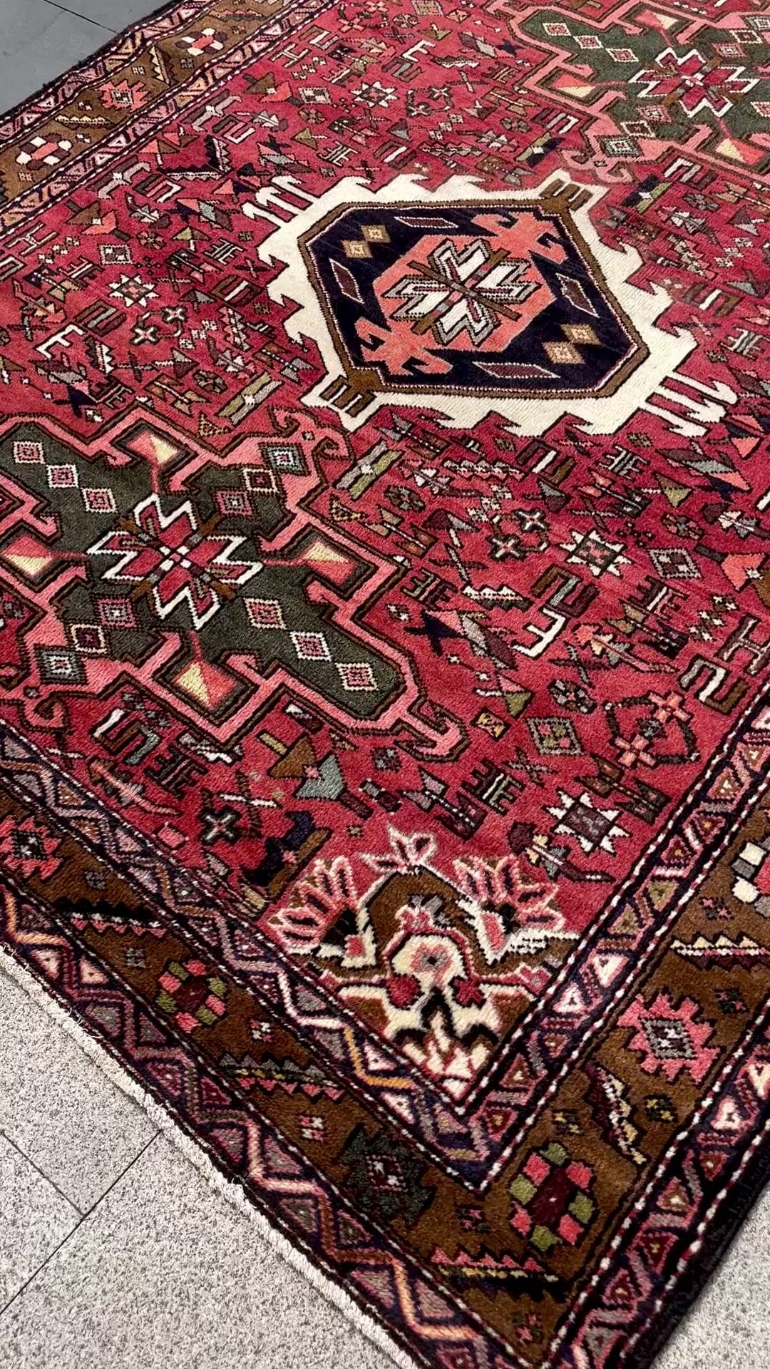 Vintage Turkish Heriz Rug 5.17×6.41 Handwoven Wool Tribal Oriental Carpet Home Decor