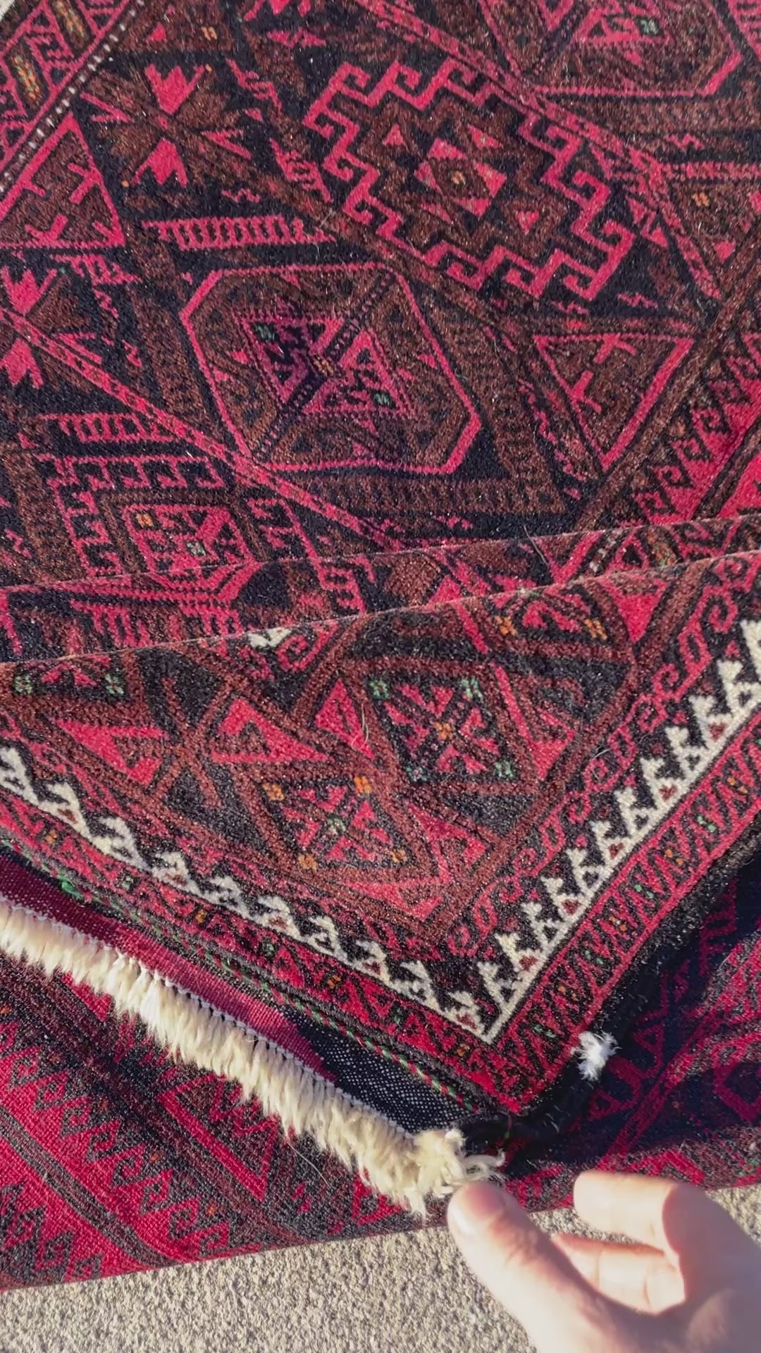 Vintage Turkoman Baluch Rug 4.4x6.5 Handwoven Wool Nomadic Tribal Oriental Carpet