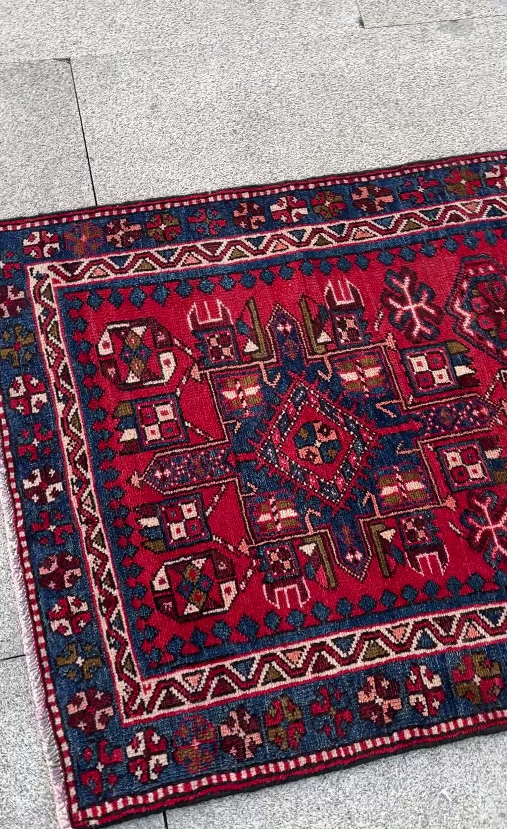 Vintage Turkish Heriz Runner Rug 3x10 Handwoven Wool Tribal Oriental Carpet