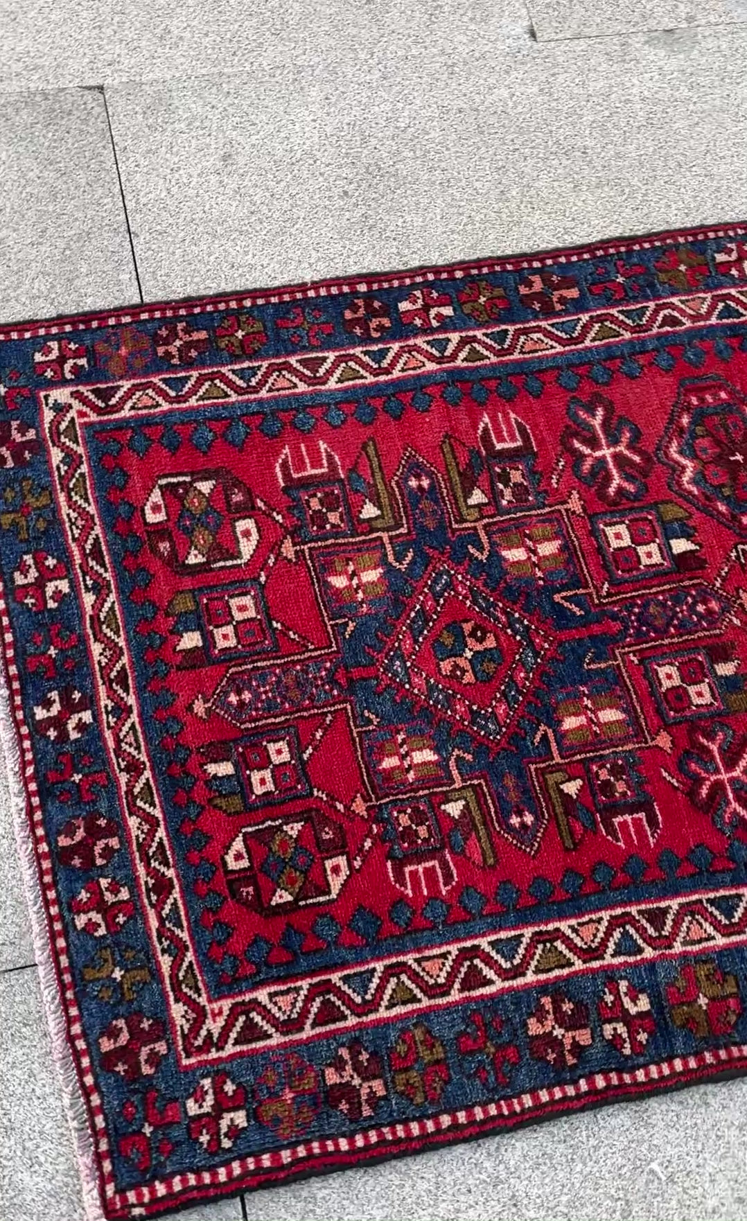 Vintage Turkish Heriz Runner Rug 3x10 Handwoven Wool Tribal Oriental Carpet