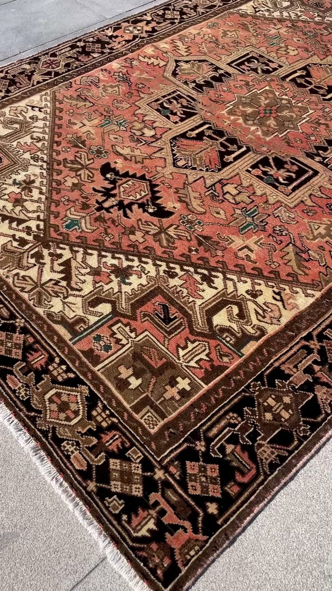 Pastel Vintage Turkish Heriz Area Rug 7x9.9 Circa 1970s Handwoven Wool Low Pile Tribal Oriental Rug Home Decor