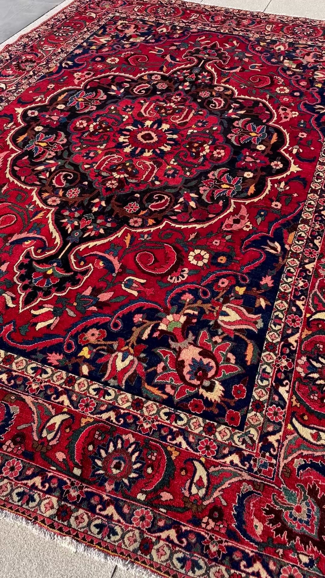 Vintage Bakhtiari Rug 8.4x12.5 Circa 1950s Handwoven Wool High Pile Tribal Oriental Carpet Home Decor