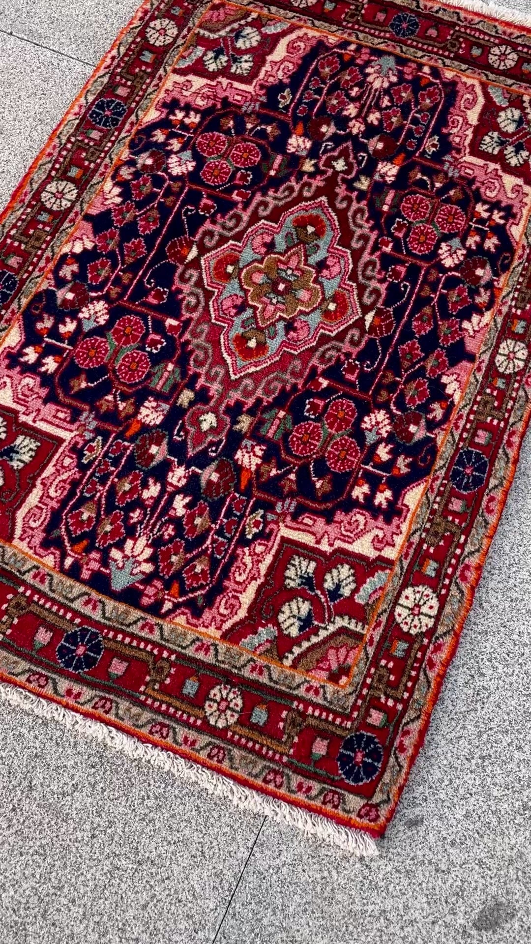 Small Vintage Malayer Rug 2x3.2 Circa 1960s Handwoven Wool Floral Oriental Carpet